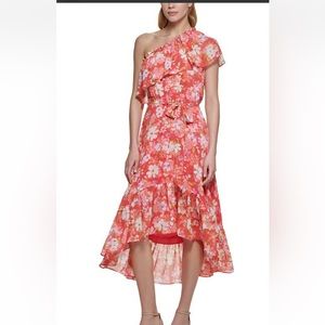 NWT Vince Camuto Floral Ruffles One Shoulder Dress size 2
